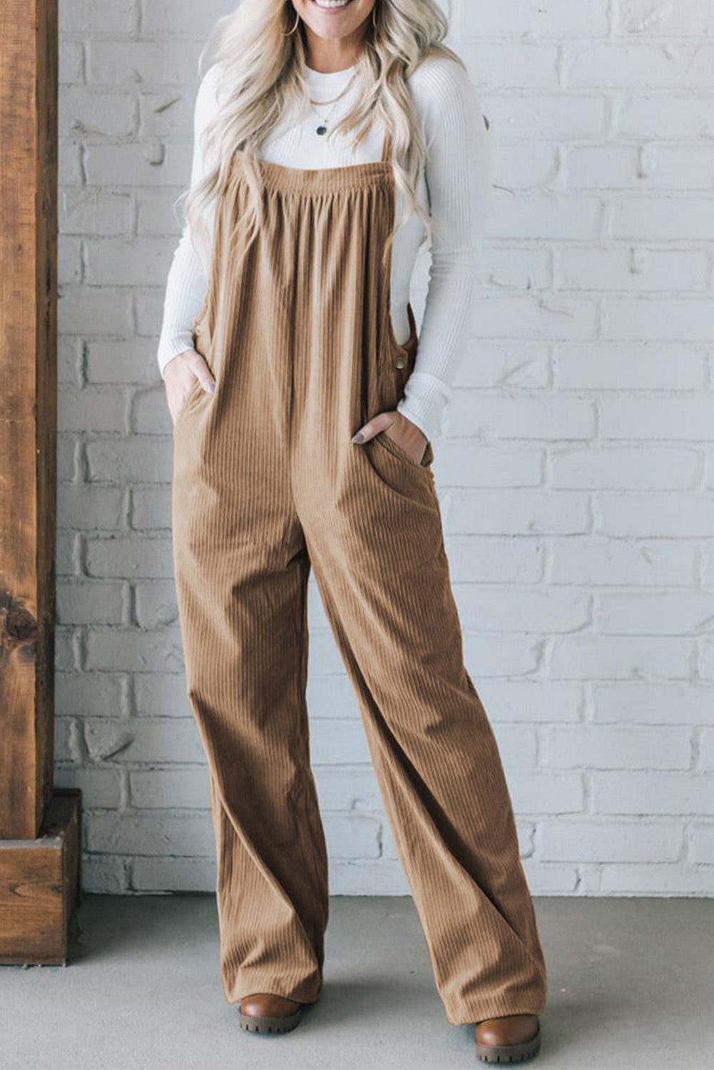 Gris Morn - Loose Corduroy Overalls with Solid Pockets