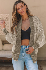 Cardigan à col surdimensionné en tricot gaufré épais abricot-A WOMAN WE LOVE