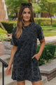 Gray vintage faded leopard t-shirt dress with pockets