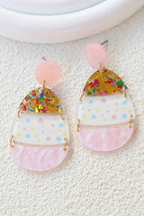 Boucles d'oreilles pendantes roses en forme d'œuf de Pâques imprimées-A WOMAN WE LOVE