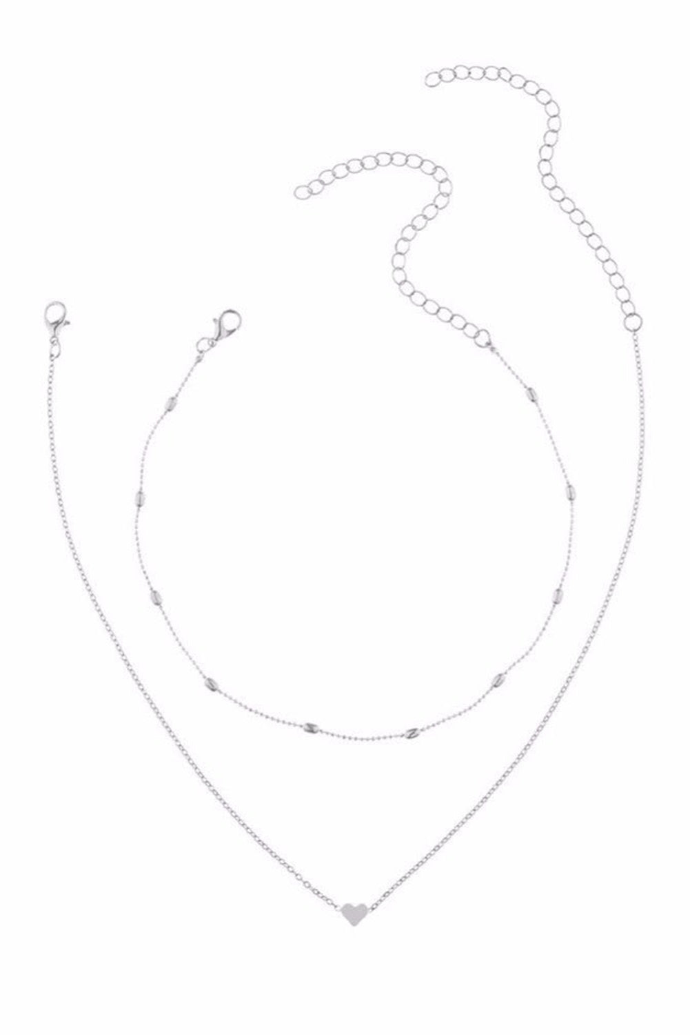 Collier à chaîne superposée en forme de cœur en argent pour la Saint-Valentin