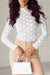 White long sleeve high neck floral lace top