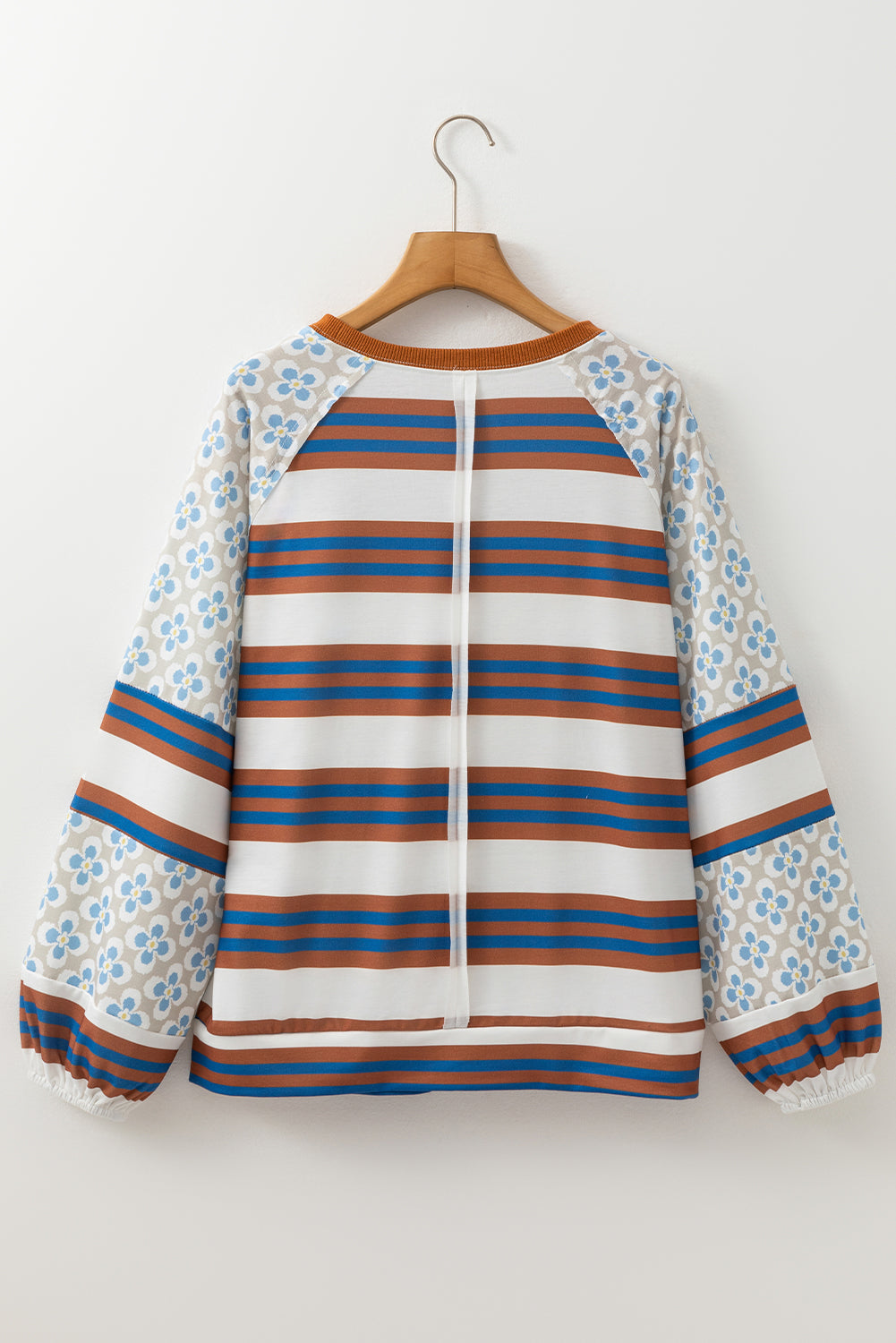 Chemisier blanc à manches lanternes et imprimé floral à rayures-A WOMAN WE LOVE