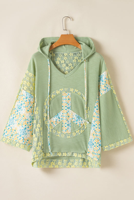 Clearly Aqua - Soft -sized knitting hooded with floral pattern and patchwork pattern