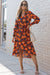 Orange floral print wrap dress with belt