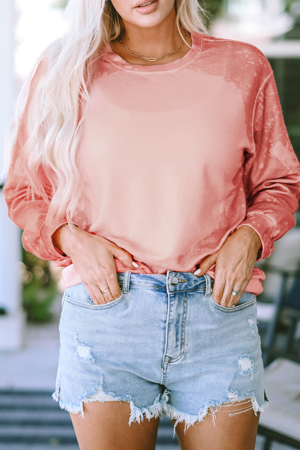 Bleached Pink Crew Neck Sweatshirt