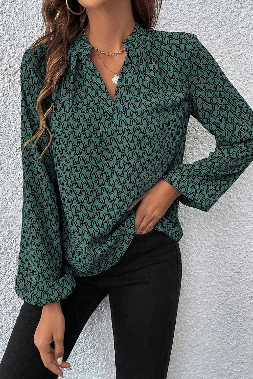 Chemisier vert à manches bouffantes *-A WOMAN WE LOVE