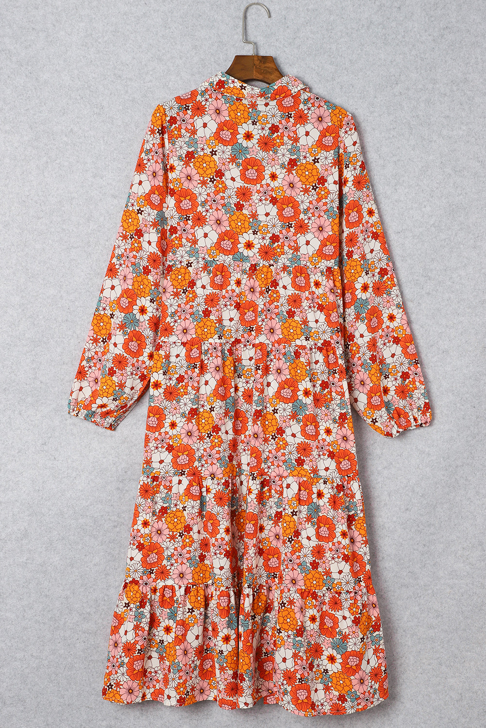 Multicolor Boho Floral Coule à manches longues Robe à volants