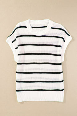 White striped sweater, round neck *