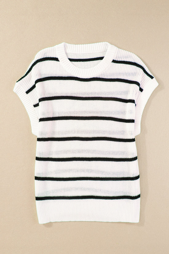 White striped sweater, round neck *