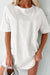 T-shirt tunique basique blanc à col rond de couleur unie