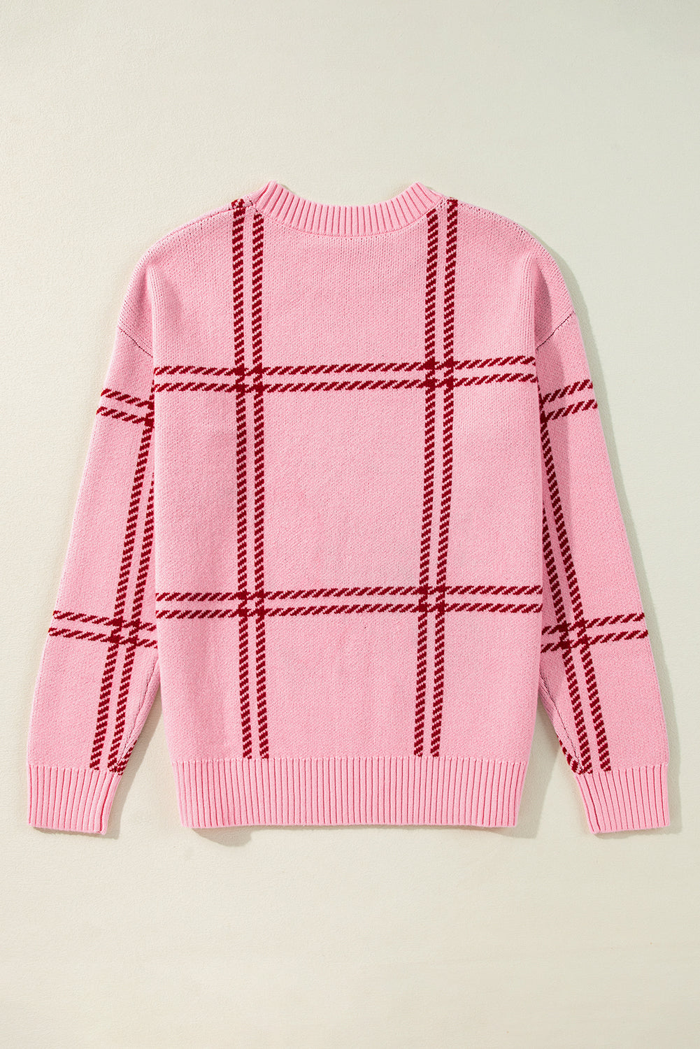 Pink shoulder pink sweater knitted with Scottish pattern*