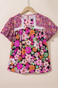 Blusa de impresión floral mixta *