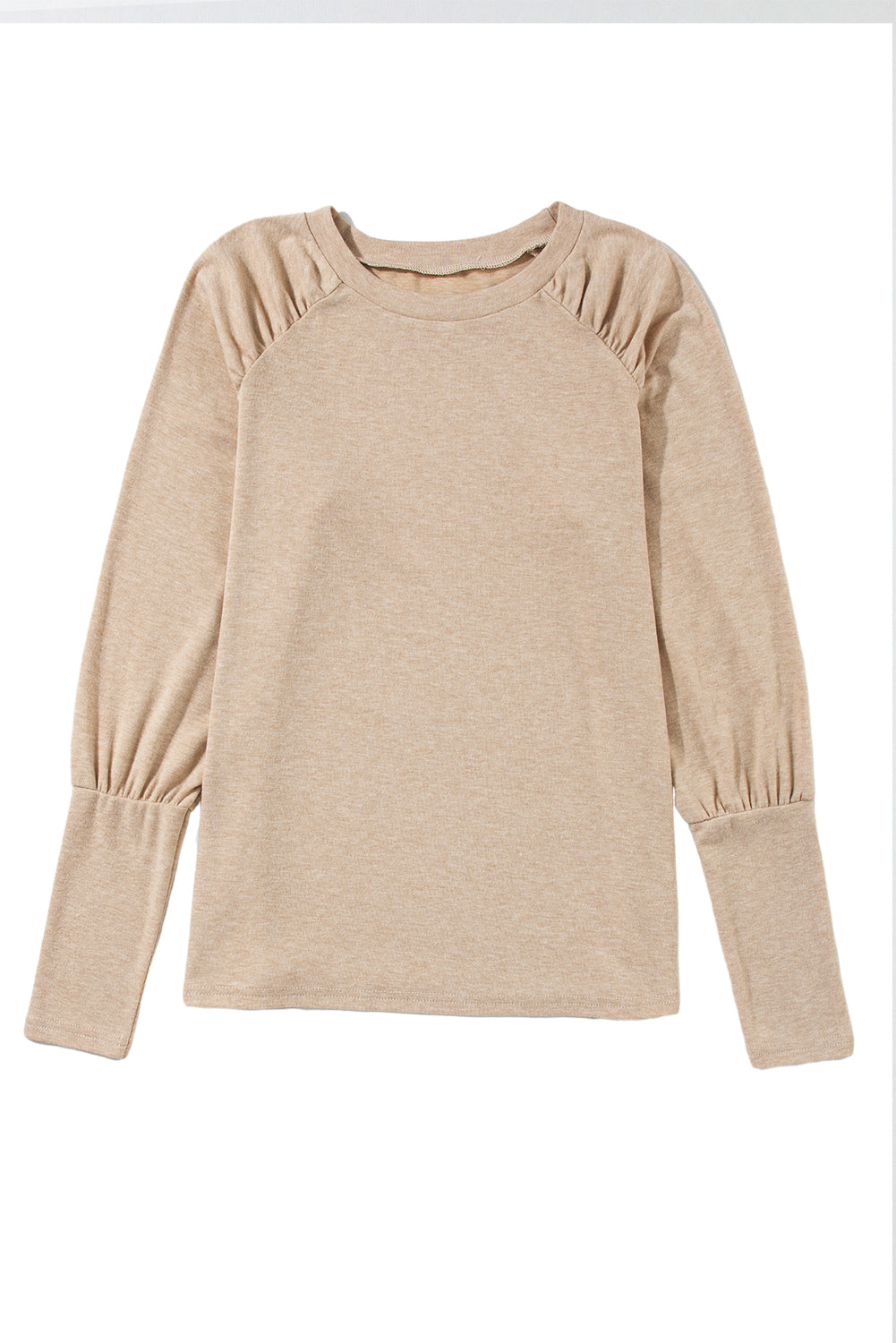 Blasse khaki massiver Raglan -Ärmel strickte Oberteil