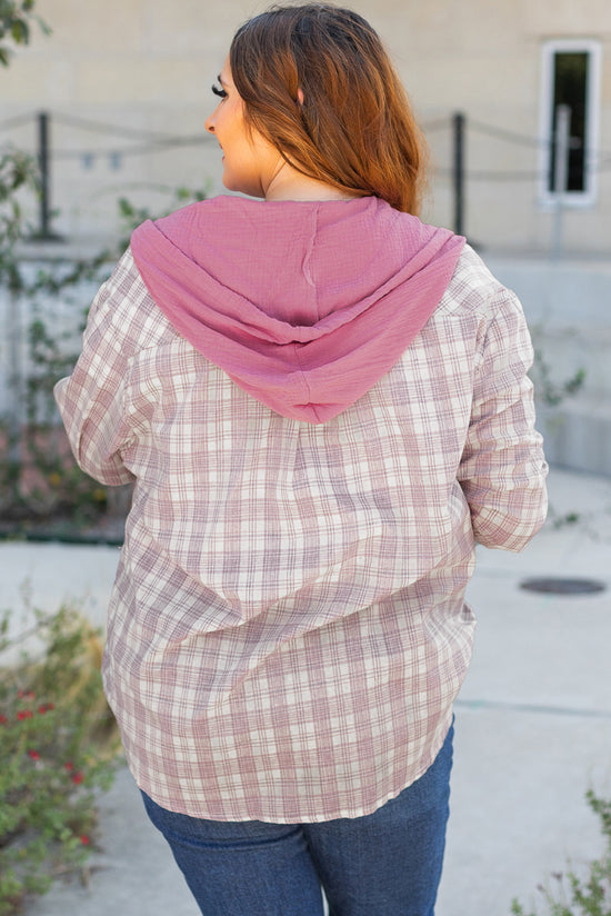 Camisa abotonada con capucha con estampado de mosaico de cordón y mosaico de dulces, gran tamaño