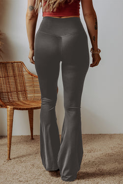 Legging évasé taille haute gris foncé en forme de V