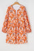 Mid-length orange dress with floral print, large size *