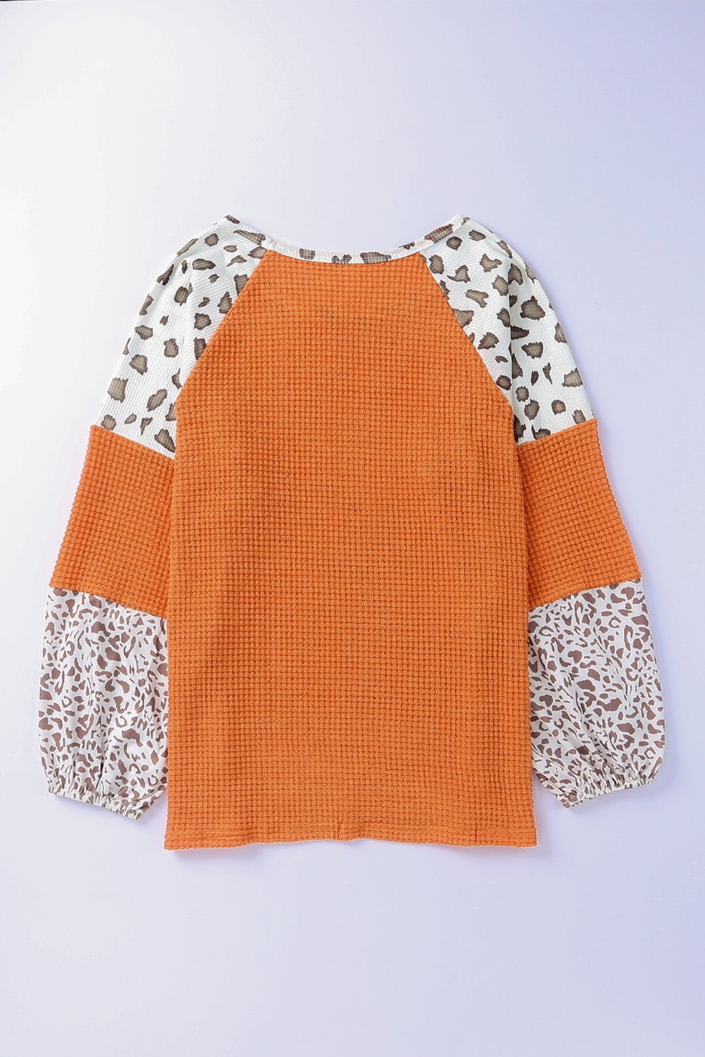 Orange Leopard Colorblock Waffel Strickdeckel