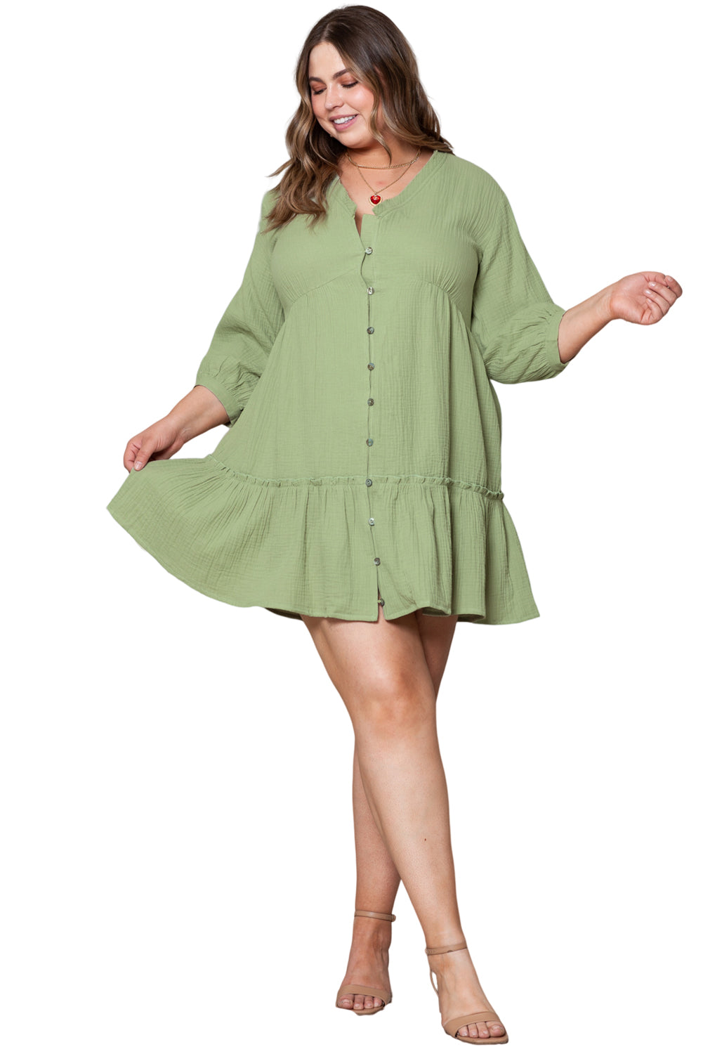 Botón de collar con forma de varilla de vía verde y de tamaño verde
