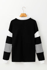 Sweat-shirt noir à rayures color block