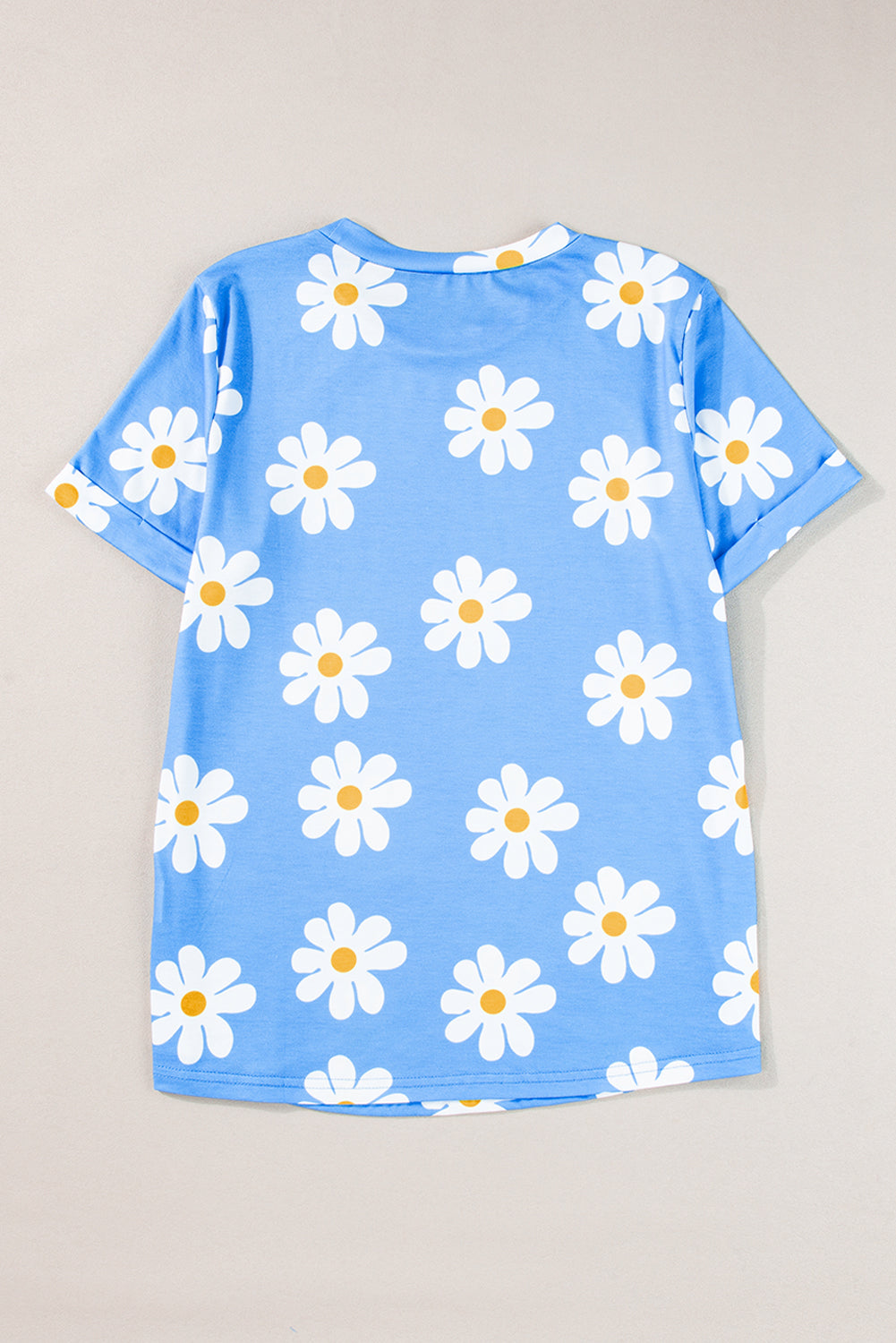 T-shirt de Crewneck imprimé de daisy bleu ciel