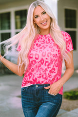 Camiseta con estampado de animales redondo y estampado de leopardo