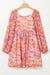 Mini-robe taille haute à col carré et imprimé floral rose *