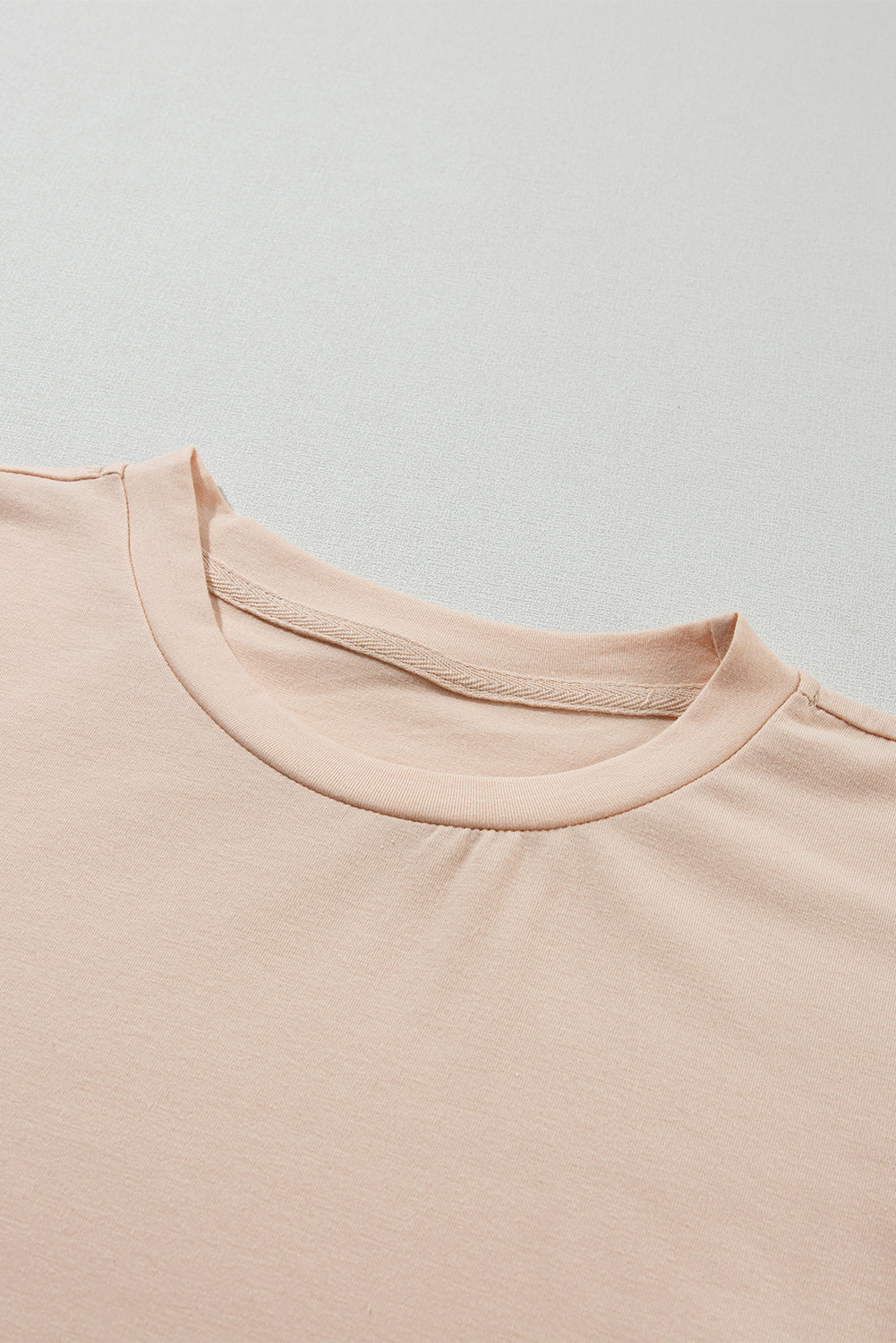 Khaki Casual Plain Crew Neck Tee