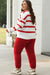 Red Striped Drop Shoulder Sweater and Jogger Pants Set