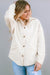 Beige buttoned jacket with pocket and raw hem