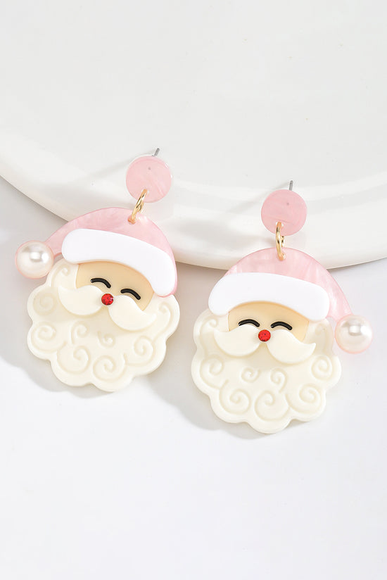 Santa Claus earrings, decor of brilliant white pearls, cute