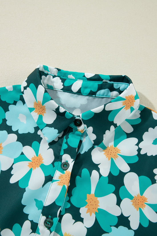 Camisa verde con flor y mangas largas *