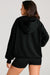 Black Solid Oversized Hoodie with Kangaroo Pocket and Half Zip