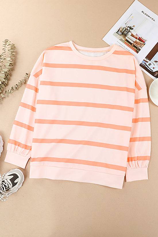 Striped Drop Shoulder Sweatshirt with Stripes