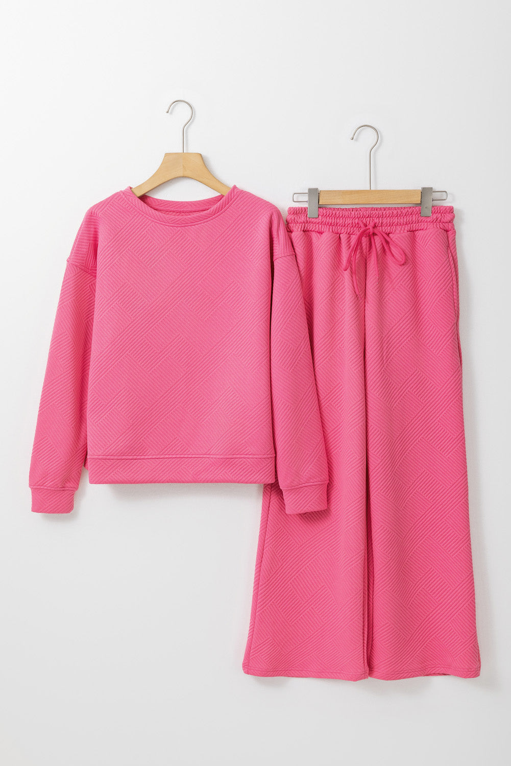 Tenue ample 2 pièces texturée ultra ample rose fraise