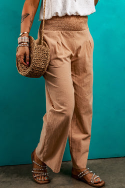 Pantalon droit ample à taille smockée Clay