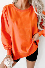 Sudadera de cuello redondo de cuello y costuras aparentes con hendiduras