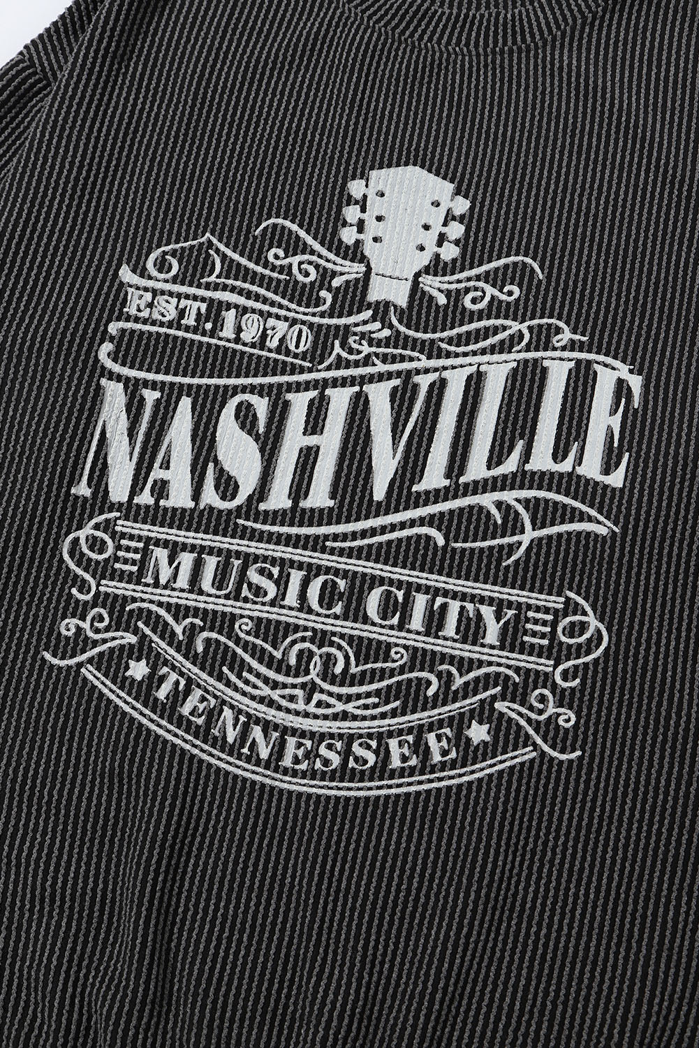 Black Nashville Music City Corded Graphic Sweatshirt