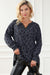 Gray embedded sweatshirt with split collar and buttoned leopard print