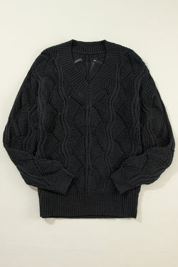 Black Pull in openwork knit in v * collar