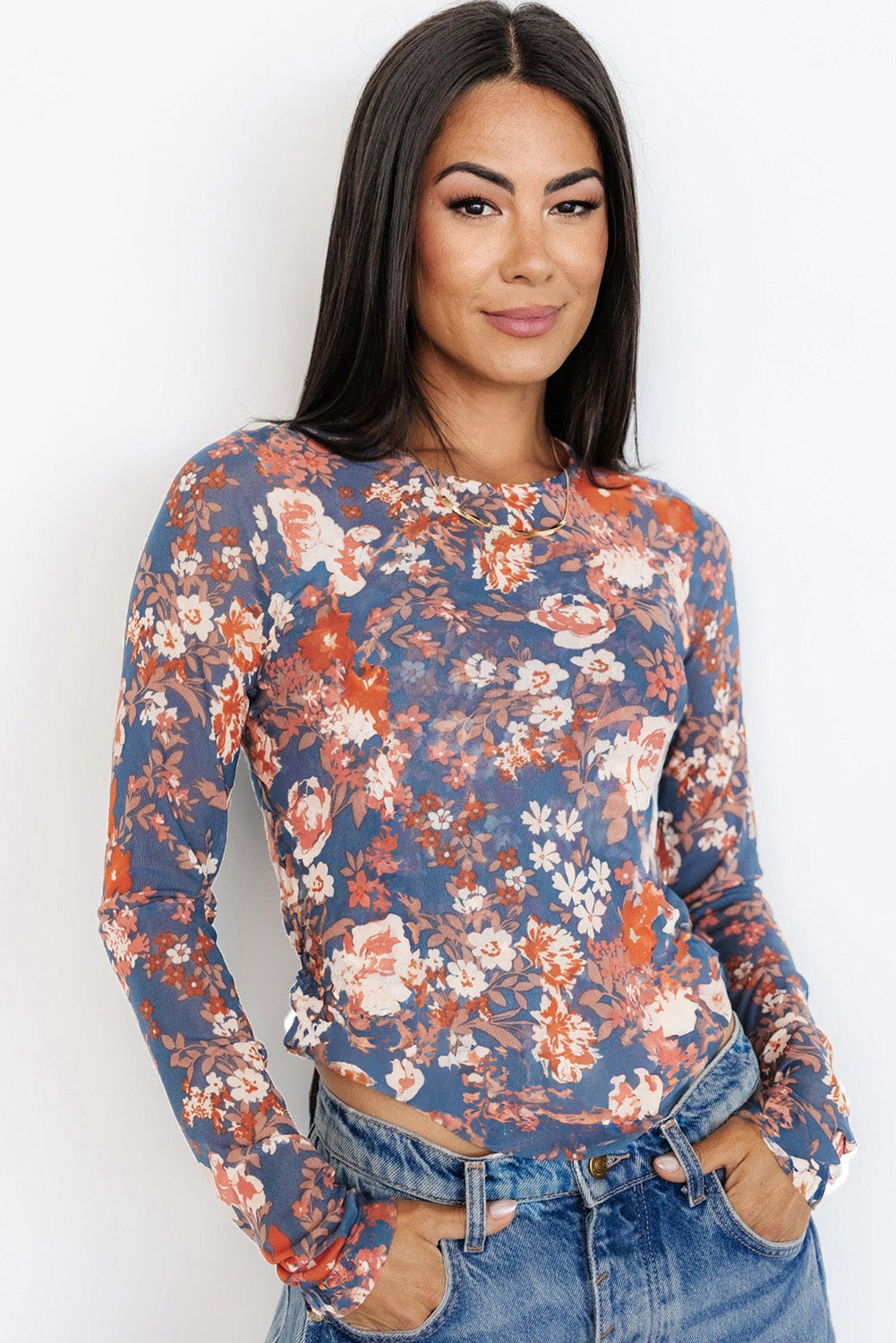 High adjusted with long sleeves in mesh *