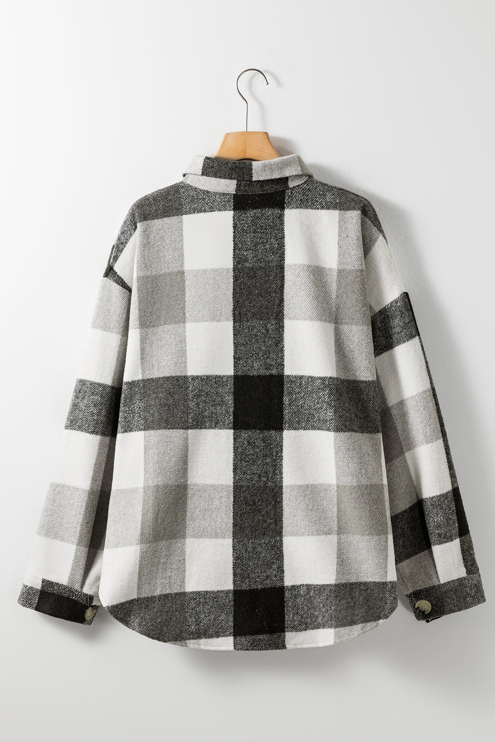 Plus Size Grey Plaid Buttoned Jacket