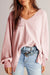 Ample blouse embossed with V -collar and long sleeves with Light pink falling shoulders