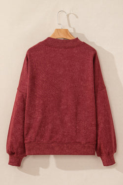 Red sweatshirt with neck and drooping shoulders Dahlia