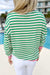 Bright green striped long sleeve top with contrasting edges