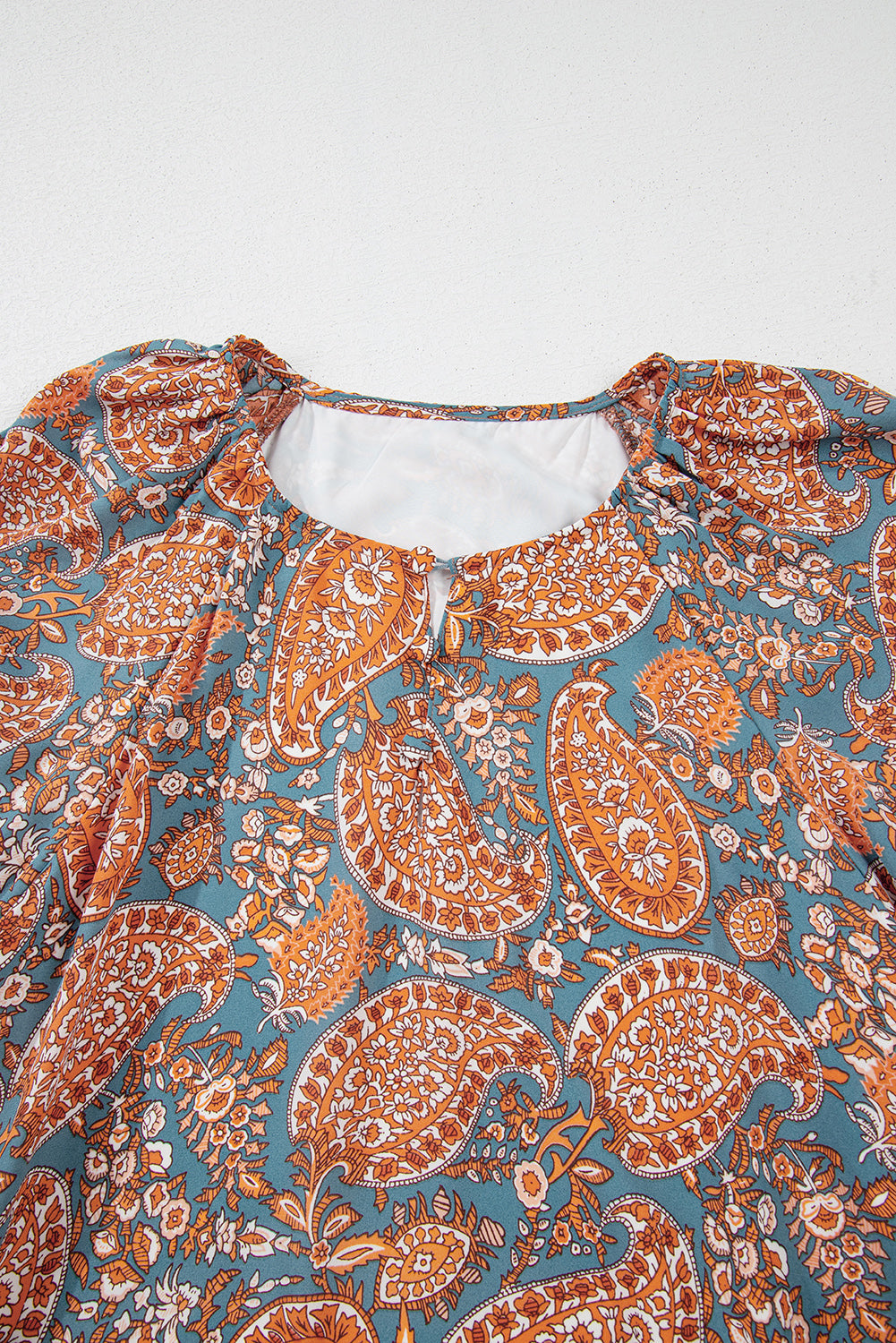 Orange Paisley estampado Fit Lolo Fit Drawstring Mini Vestido de cintura alta