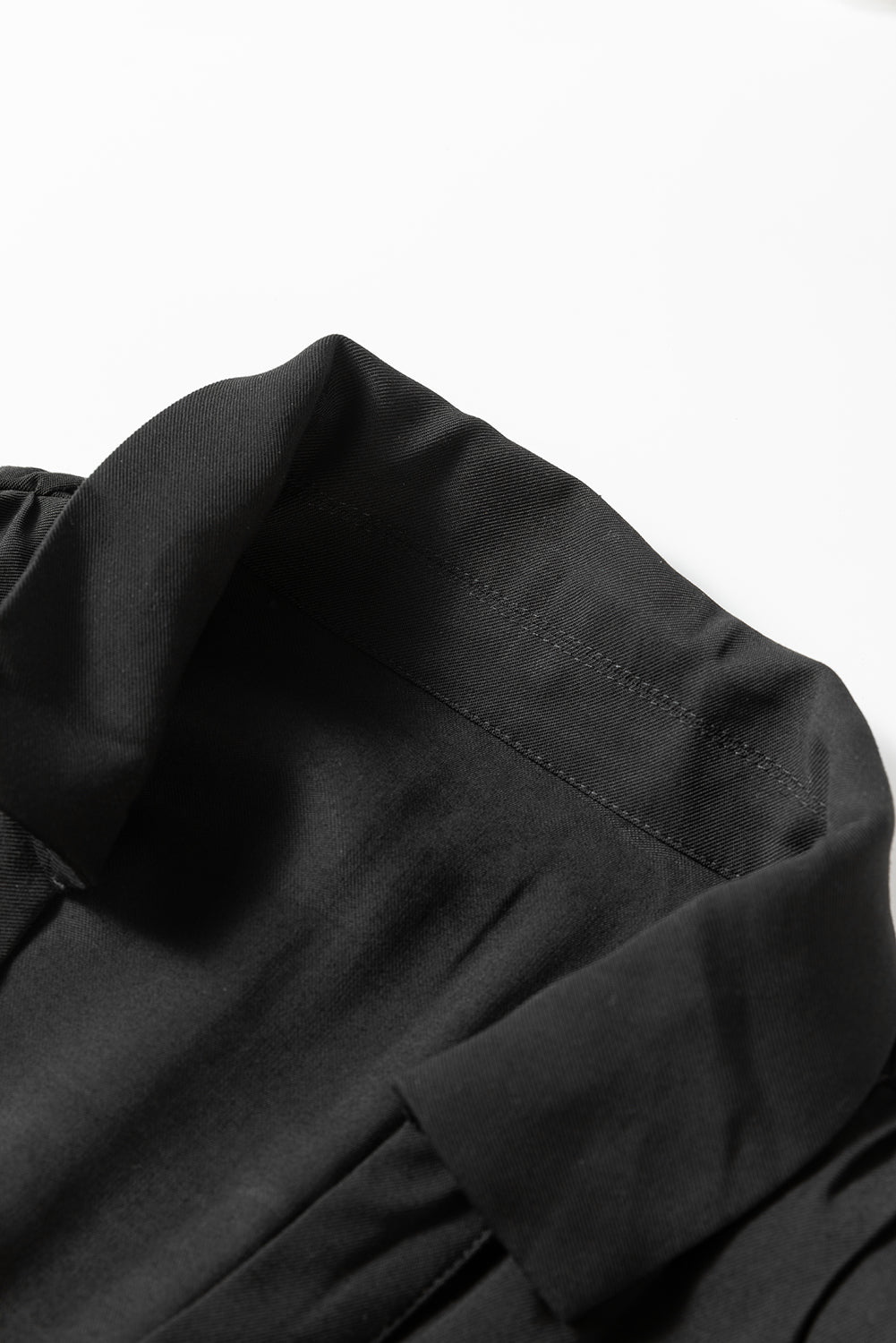 Mini-Robe long-waisted long-waisted sleeve shirt black elastic