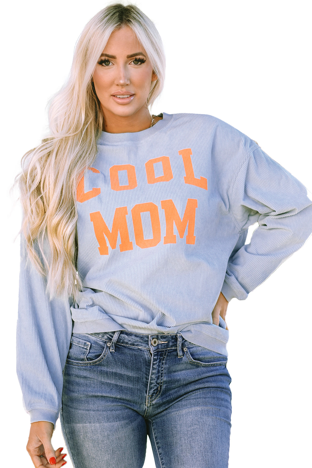 Grau cooler Mutter Grafikdruck Cording Sweatshirt