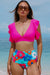 Bikini de estampado floral rosa con refuerzo alto y V -collar