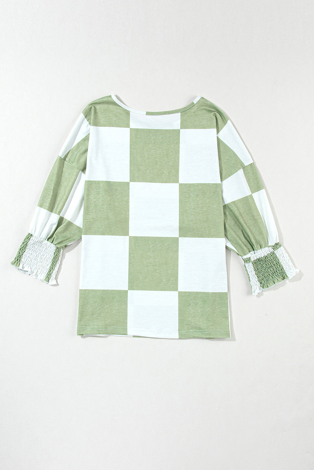 Blouse vert herbe mélangée à carreaux et poignets froncés-A WOMAN WE LOVE